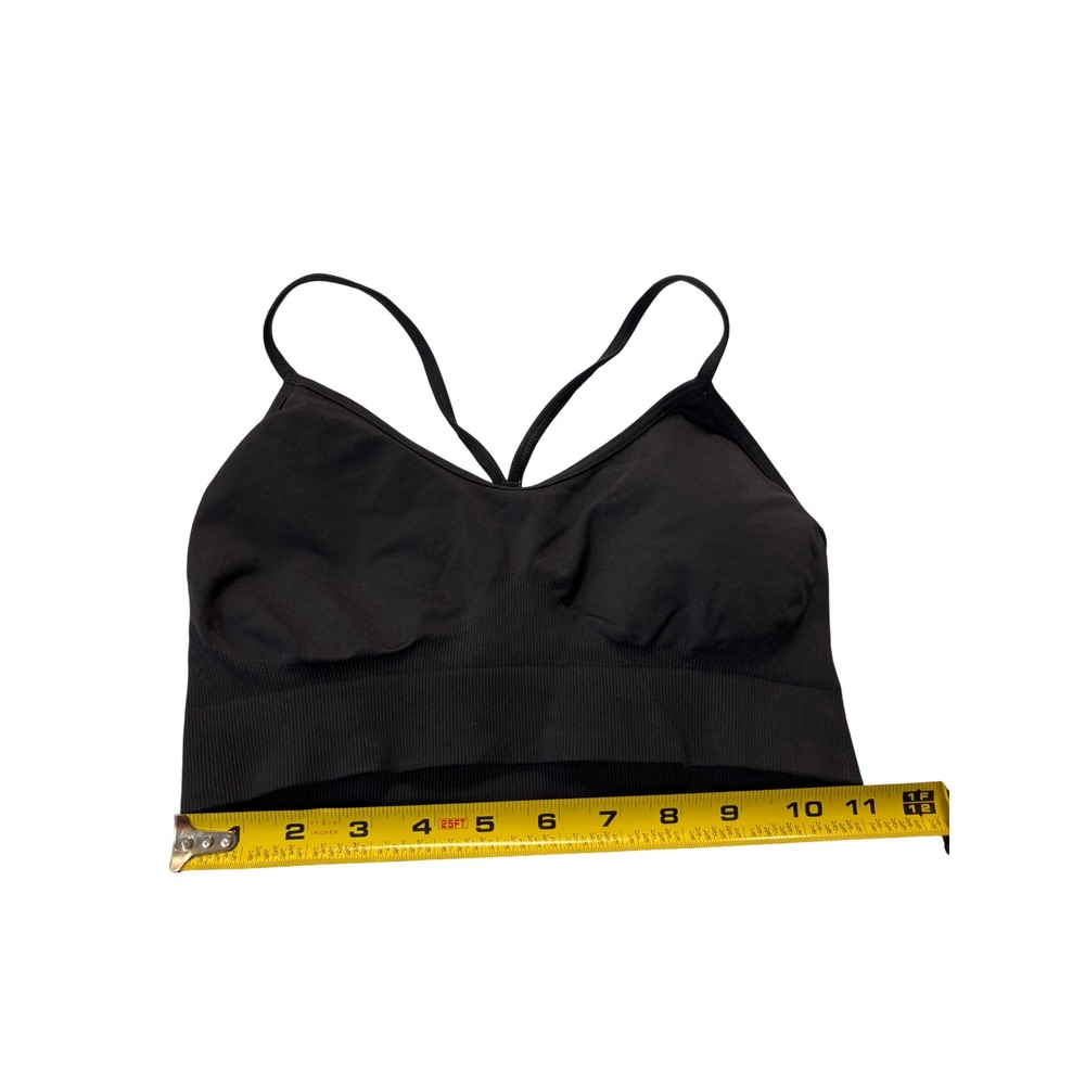 Gymshark Vital Seamless Sports Bra Black Ribbed Cross Back Women Size S